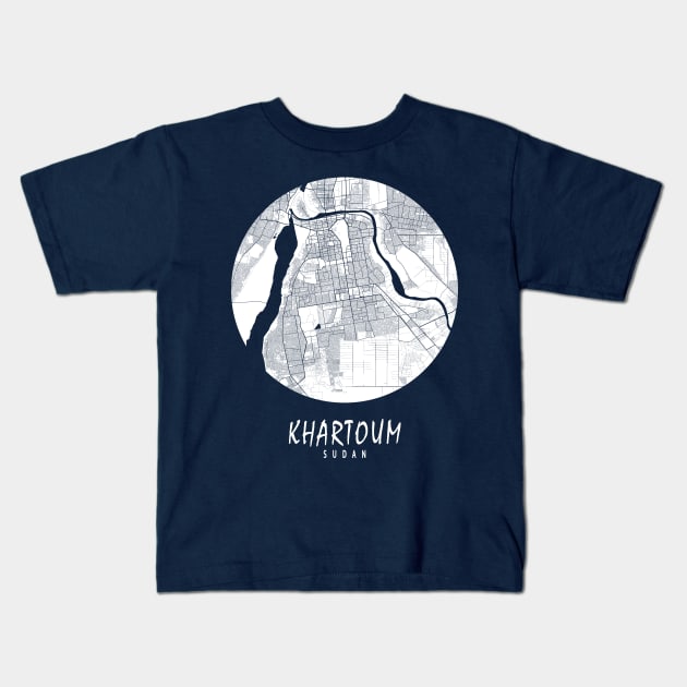 Khartoum, Sudan City Map - Full Moon Kids T-Shirt by deMAP Studio